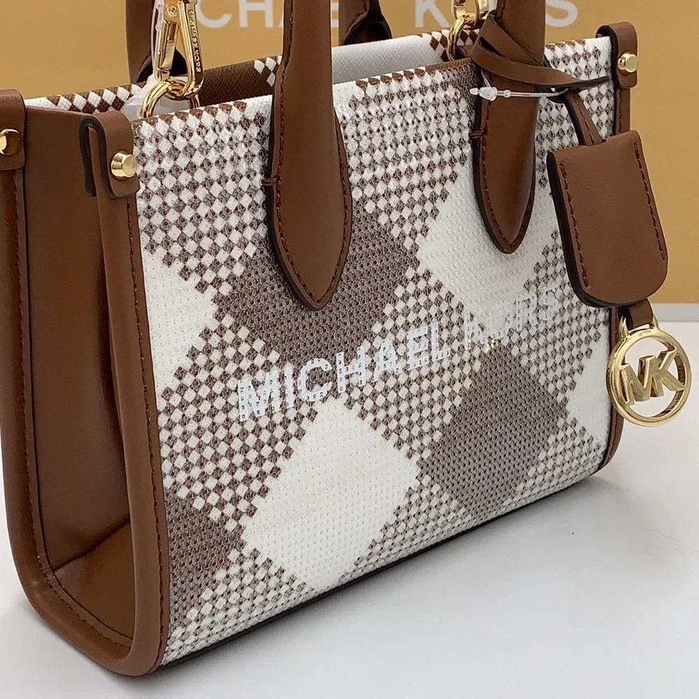 Michael Kors Mirella Extra-Small Logo Crossbody XBODY Shopper Bag Luggage NWT